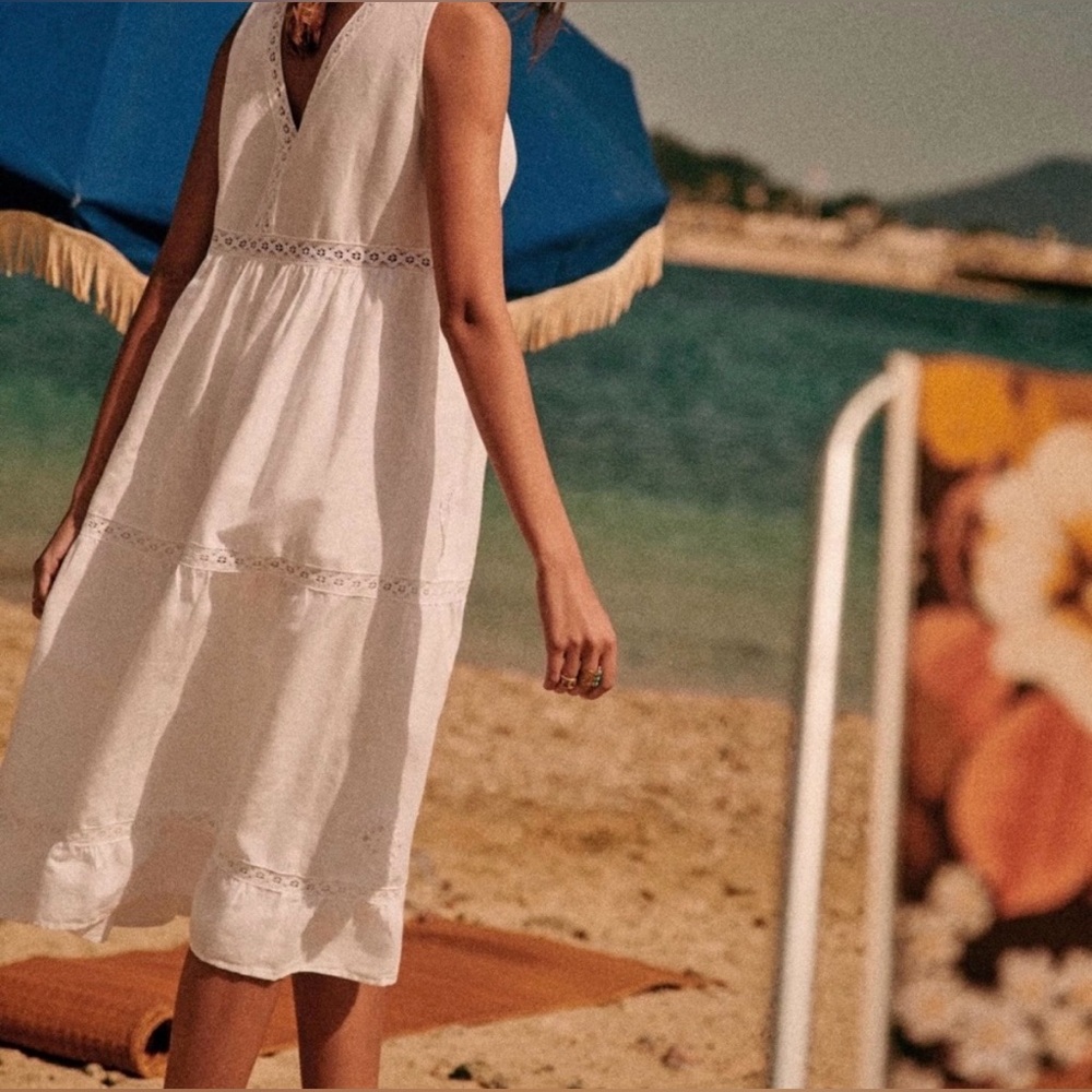 Sézane Zarri Midi Dress White FR34 - Picture 4 of 10